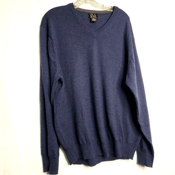 Jos A Bank Signature Collection Sweater Size XL Blue 100% Merino Wool Long Slv - Picture 8 of 10